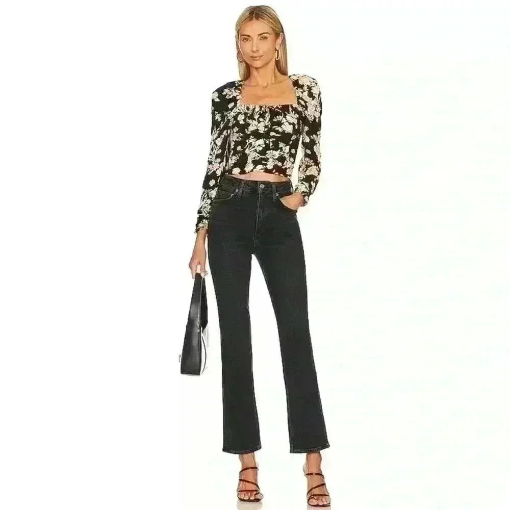 FREE PEOPLE HILARY PRINTED TOP IN BLACK COMBO - Size Small - BNWT - Picture 2 of 8